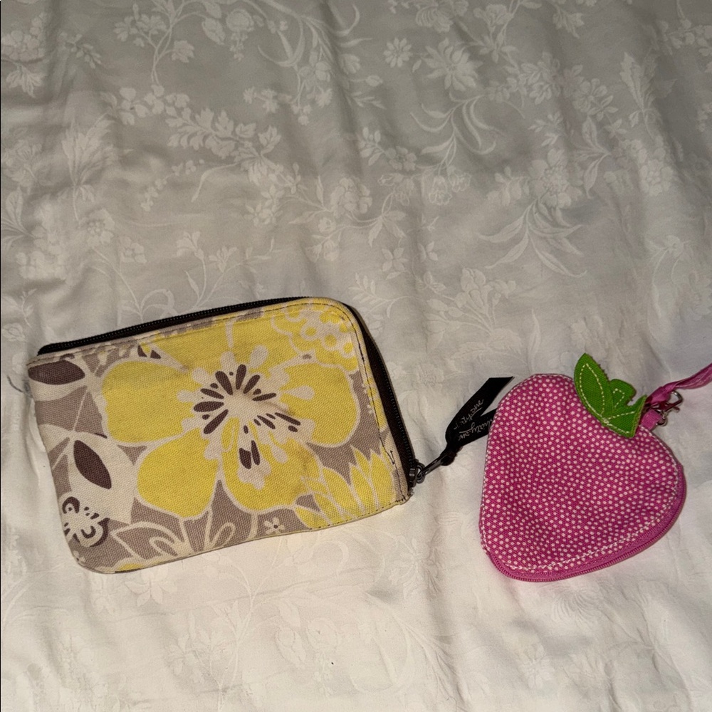 Thirty-One Pink Strawberry Pouch with Green Leaf